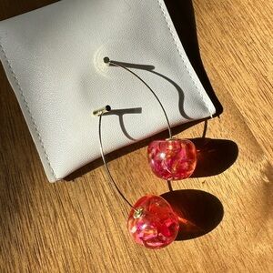Cherry Earrings with Flower Petals
